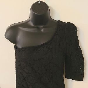 One Shoulder Black Lace Dress